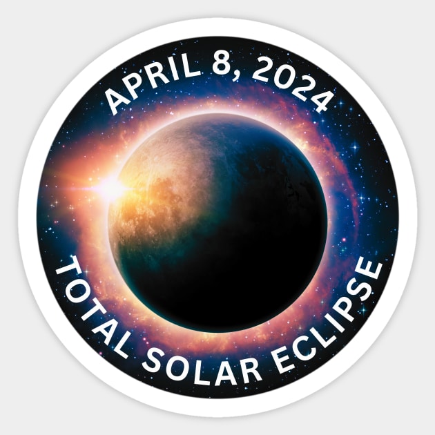 Solar Eclipse April 8 2024 Totality Sun and Moon Eclipse 4.8.2024 Sticker by Little Duck Designs